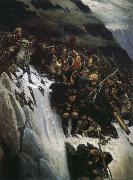 Vasily Surikov Suwoluofu across the Alps painting